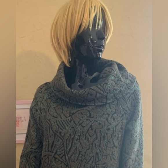 TONIA DEBELLIS  CowlNeck LongTunic Stylepullover jacket blue/brown/black… - Picture 1 of 11